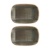 Bonna China Gris 6.5" x 4.5" x h:1.5" 12 oz. Rectangular Grey Porcelain Deep Plate (Set of 2)